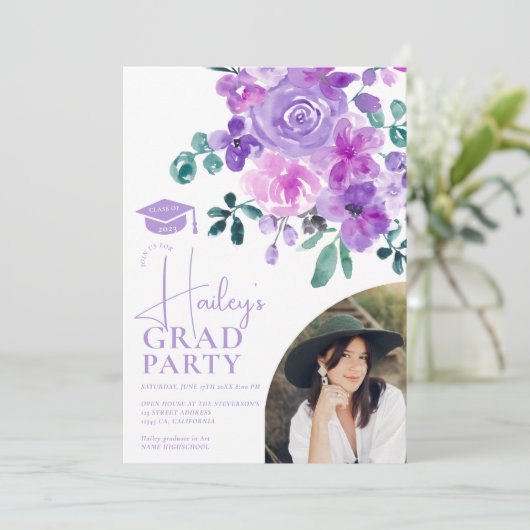  tuin paars groen afstuderen kaart (Staand voorkant)