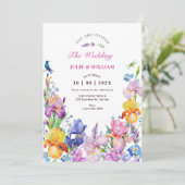 Tuin Paarse Bloem Bloem bruiloft Kaart (Staand voorkant)