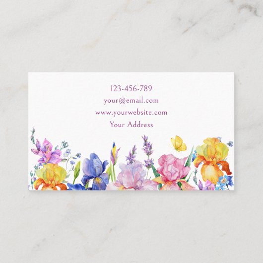 Tuin Paarse Bloem Bloem Visitekaartje (Achterkant)