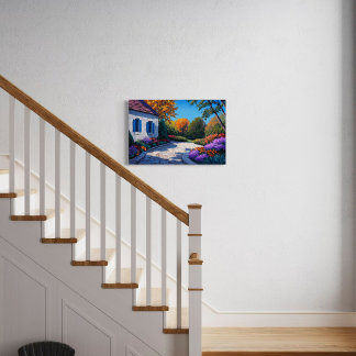 Tuin Paradise - Levendige Cottage Pathway Canvas Afdruk