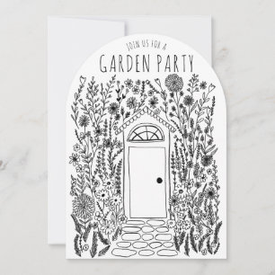 TUIN PARTIJ Bloemen Door Hand-getrokken Doodle Kaart