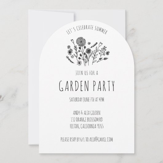 TUIN PARTIJ Bloemen Door Hand-getrokken Doodle Kaart (Achterkant)