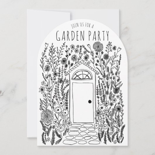 TUIN PARTIJ Bloemen Door Hand-getrokken Doodle Kaart (Voorkant)