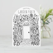 TUIN PARTIJ Bloemen Door Hand-getrokken Doodle Kaart (Staand voorkant)