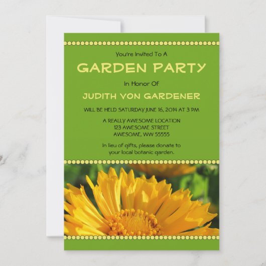 Tuin Party Geel Coreopsis Bloem Kaart (Voorkant)