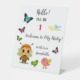 Tuin Party Kinderen Viering Reclamebord Met Voetstuk