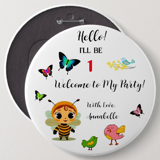 Tuin Party Kinderen Viering Ronde Button 6,0 Cm (Voorkant /achterkant)