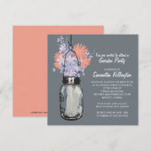 Tuin Party Mason Jar & Wildflowers Kaart (Voorkant / Achterkant)