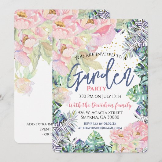 Tuin Party Roos Leaf Kaart (Voorkant / Achterkant)