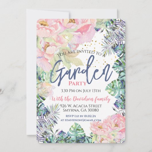 Tuin Party Roos Leaf Kaart (Voorkant)