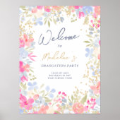 Tuin pastel wilde bloemen welkom afstuderen poster (Voorkant)