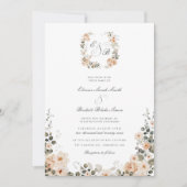  Tuin Perzik en Wijze Bloemen Huwelijk Kaart (Voorkant)