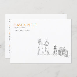 Tuin Picknick Minimalist Zwart-wit bruiloft Informatiekaartje
