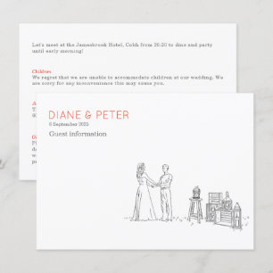 Tuin Picknick Minimalist Zwart-wit bruiloft Informatiekaartje