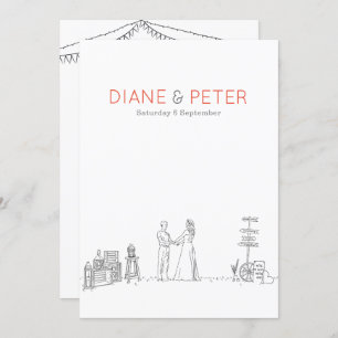 Tuin Picknick Minimalist Zwart-wit bruiloft Kaart