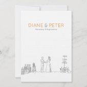 Tuin Picknick Minimalist Zwart-wit bruiloft Kaart (Voorkant)