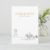 Tuin Picknick Minimalist Zwart-wit bruiloft Kaart (Staand voorkant)
