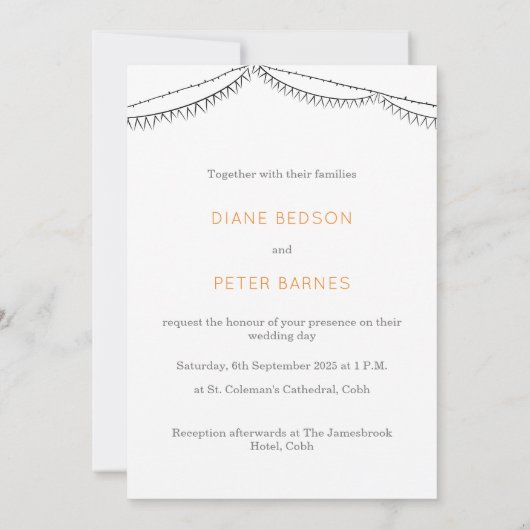 Tuin Picknick Minimalist Zwart-wit bruiloft Kaart (Achterkant)