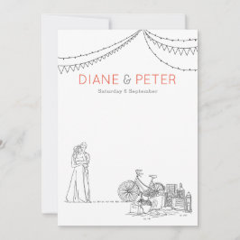 Tuin Picknick Minimalist Zwart-wit bruiloft Kaart