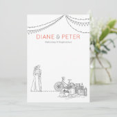 Tuin Picknick Minimalist Zwart-wit bruiloft Kaart (Staand voorkant)