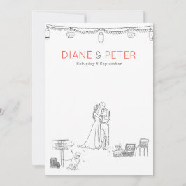 Tuin Picknick Minimalist Zwart-wit bruiloft Kaart