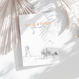 Tuin Picknick Minimalist Zwart-wit bruiloft Kaart