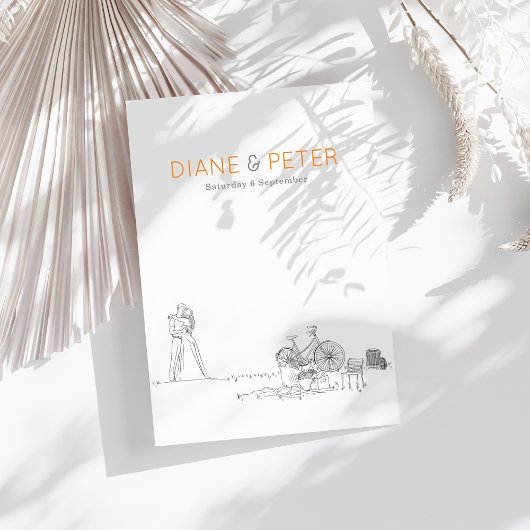 Tuin Picknick Minimalist Zwart-wit bruiloft Kaart