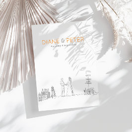 Tuin Picknick Minimalist Zwart-wit bruiloft Kaart