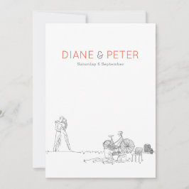 Tuin Picknick Minimalist Zwart-wit bruiloft Kaart