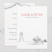 Tuin Picknick Minimalist Zwart-wit bruiloft Kaart (Voorkant / Achterkant)