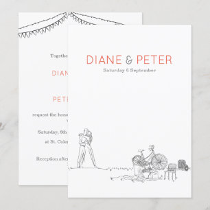 Tuin Picknick Minimalist Zwart-wit bruiloft Kaart