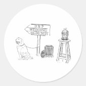 Tuin Picknick Minimalist Zwart-wit bruiloft Ronde Sticker (Voorkant)