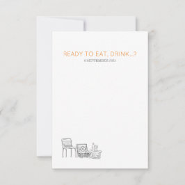 Tuin Picknick Minimalist Zwart-wit bruiloft RSVP Kaartje