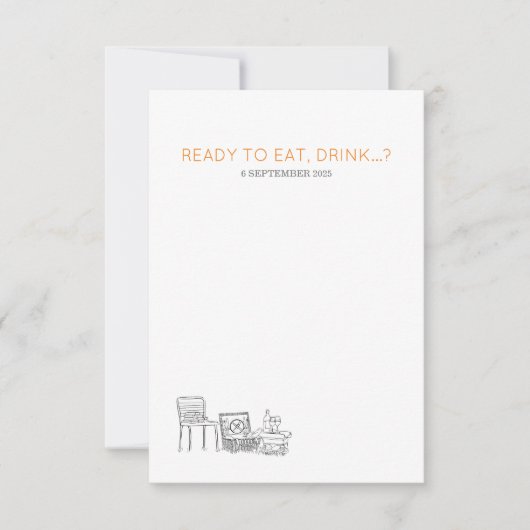 Tuin Picknick Minimalist Zwart-wit bruiloft RSVP Kaartje (Voorkant)