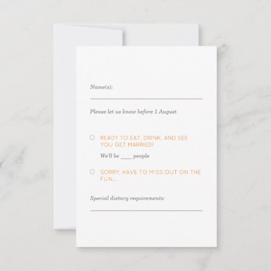 Tuin Picknick Minimalist Zwart-wit bruiloft RSVP Kaartje (Achterkant)