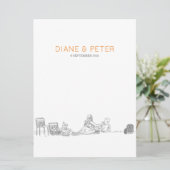 Tuin Picknick Minimalistische Zwart-Wit Bruiloft Menu (Staand voorkant)