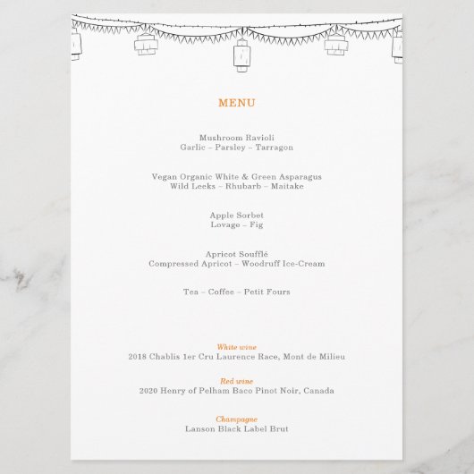 Tuin Picknick Minimalistische Zwart-Wit Bruiloft Menu (Achterkant)