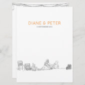 Tuin Picknick Minimalistische Zwart-Wit Bruiloft Menu (Voorkant / Achterkant)