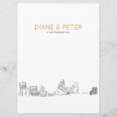 Tuin Picknick Minimalistische Zwart-Wit Bruiloft Menu (Voorkant)