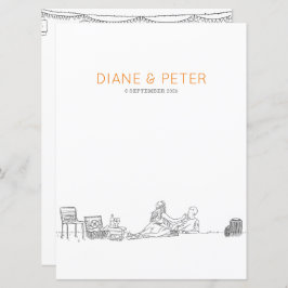 Tuin Picknick Minimalistische Zwart-Wit Bruiloft Menu