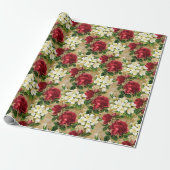 Tuin rode rozen cadeaupapier (Uitgerold)