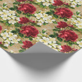 Tuin rode rozen cadeaupapier (Hoek)