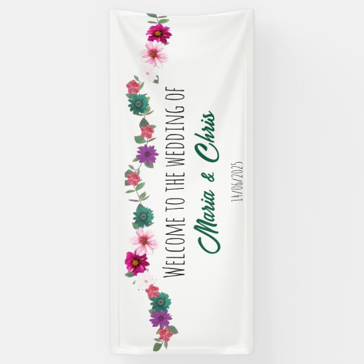 tuin romance bloemen bruiloft wit Banner (Verticaal)