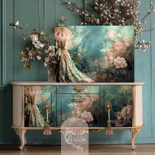 Tuin Romance, Elegant Portret, ETHERISCHE Bloemen Tissuepapier