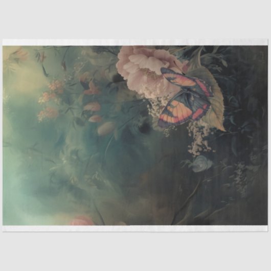 Tuin Romance, Vlinder en Bloemen Tissuepapier (Voorkant)