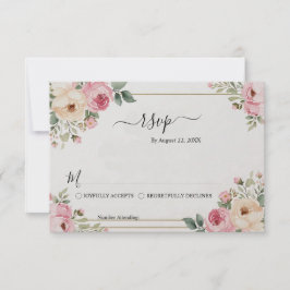 Tuin Romantische Pastel Waterverf Bloemige Bruilof RSVP Kaartje