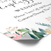 Tuin Roos Bloemen Unplugged Wedding Ceremony Sign Poster (Hoek)