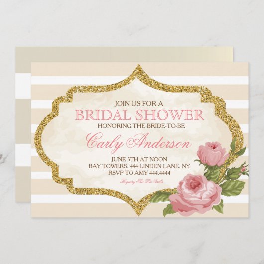  Tuin Roos Bruids Douche Uitnodiging (Voorkant / Achterkant)