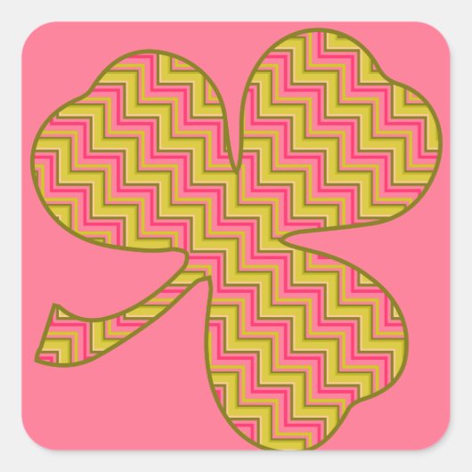 Tuin Roos Chevron Glossy Vierkante Stickers (Voorkant)