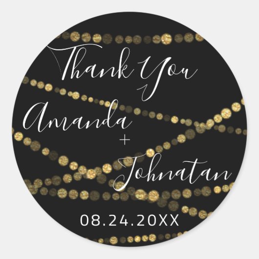 Tuin Roos Goud Blad Naam Datum Witgoud Licht Ronde Sticker (Voorkant)